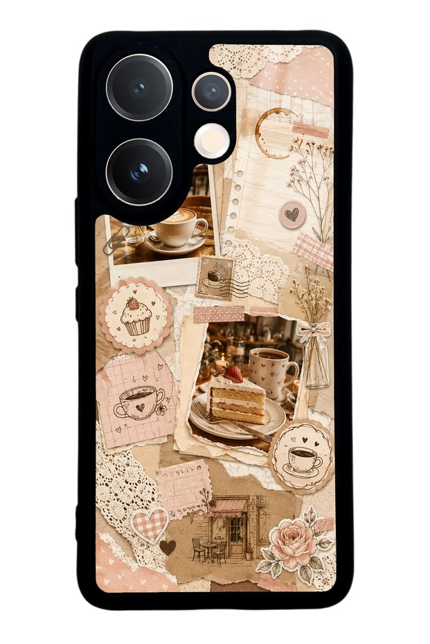 Vivo V60 Glossy Phone Case with Café Love Letters Design