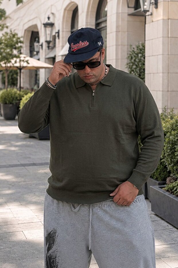 Men's Winter Thick Oversized Khaki Sweatshirt