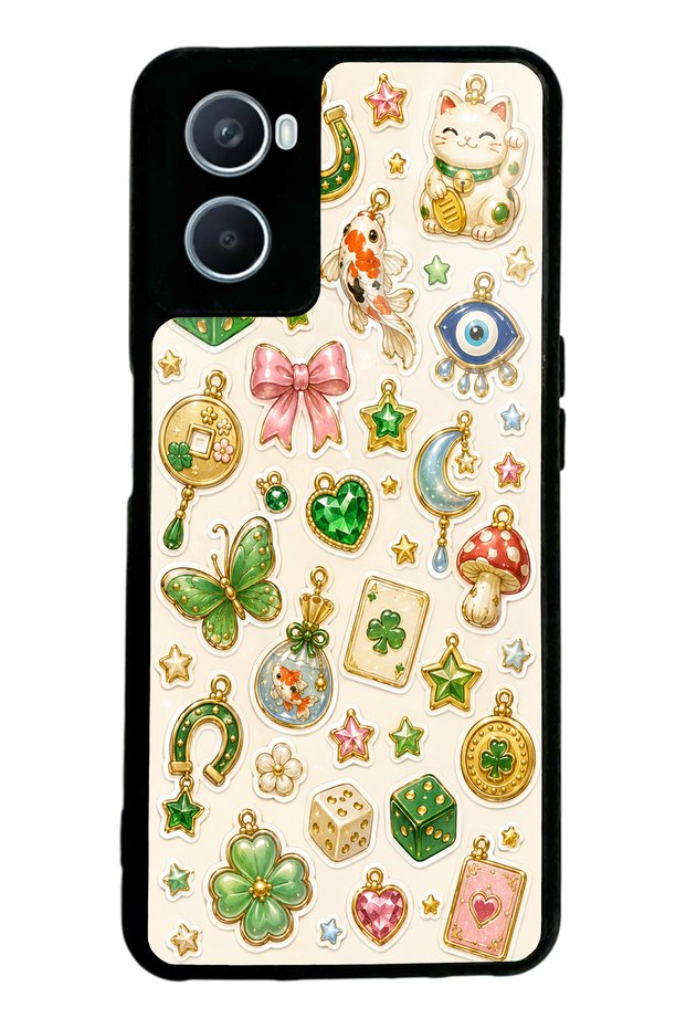 Oppo A96 Glossy Phone Case with Lucky Star Charms Design