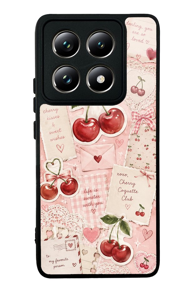 Xiaomi Mi 14t Pro Glossy Phone Case with Cherry Love Letters Design