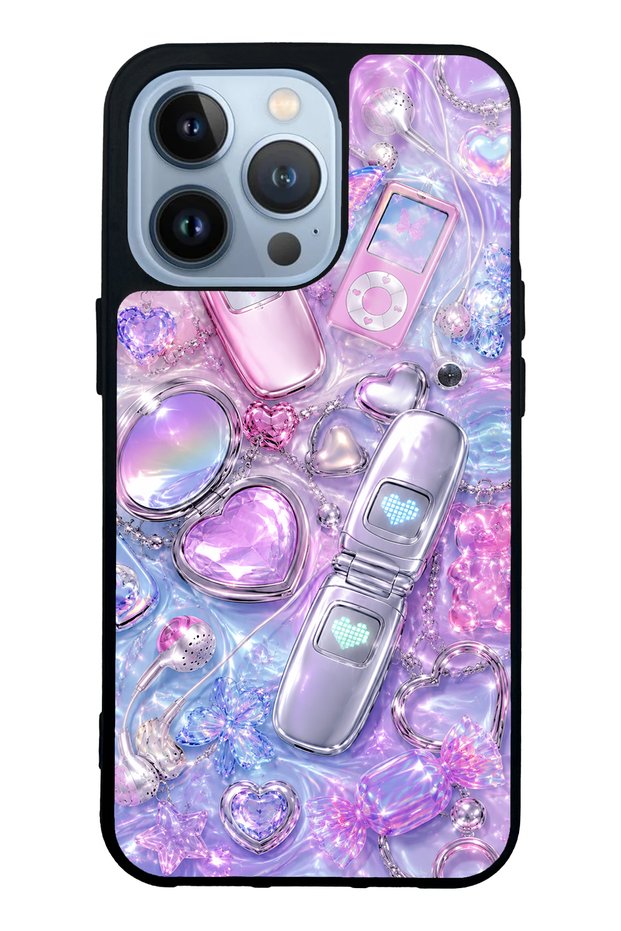 iPhone 13 Pro Chrome Heart Y2K Design Glossy Phone Case