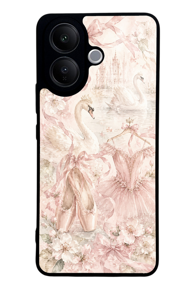 Vivo V60 Lite Pink Swan Ballet Design Glossy Phone Case