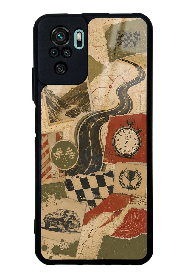 Xiaomi Redmi Note 10 Glossy Phone Case with Retro Road Racing Design