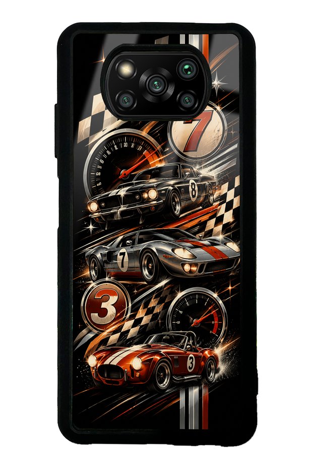 Xiaomi Poco X3 Glossy Phone Case with Retro Speed Icons Design