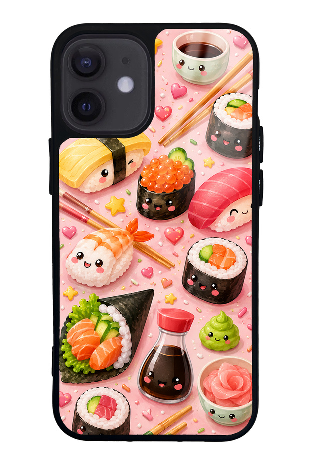 iPhone 12 Mini Sushi Love Club Design Glossy Phone Case