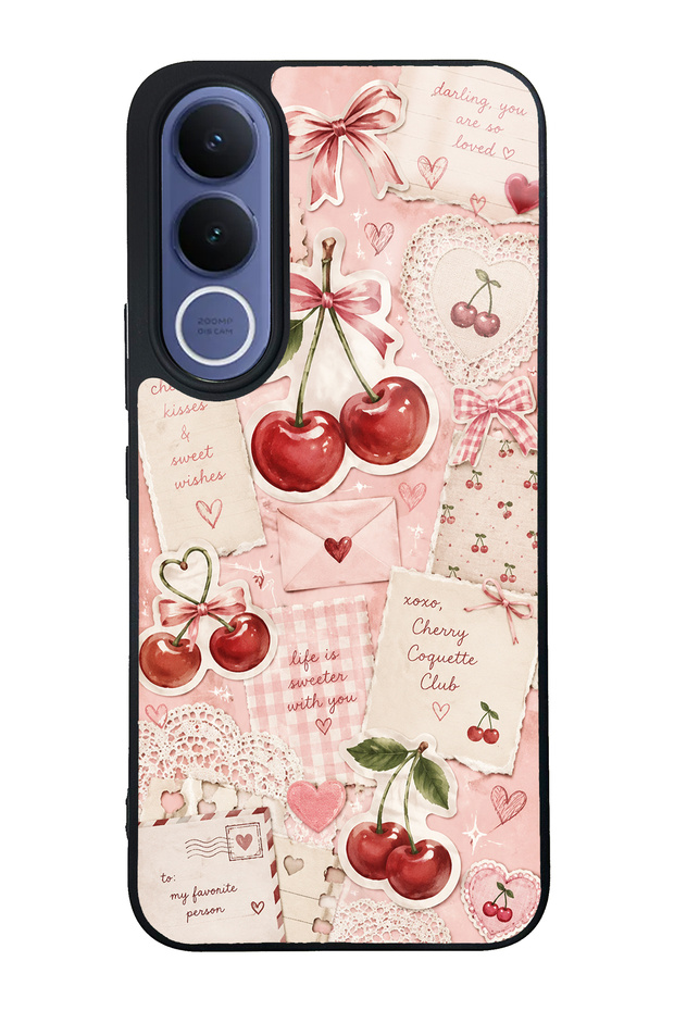 Vivo V70 Fe Glossy Phone Case with Cherry Love Letters Design