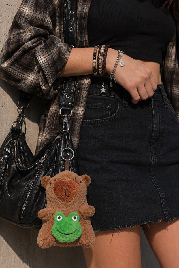 12 cm Capybara Plush Keychain – Frog Figured Bag Ornament, Cute Bag Accessory | Gift for Girl and Friend