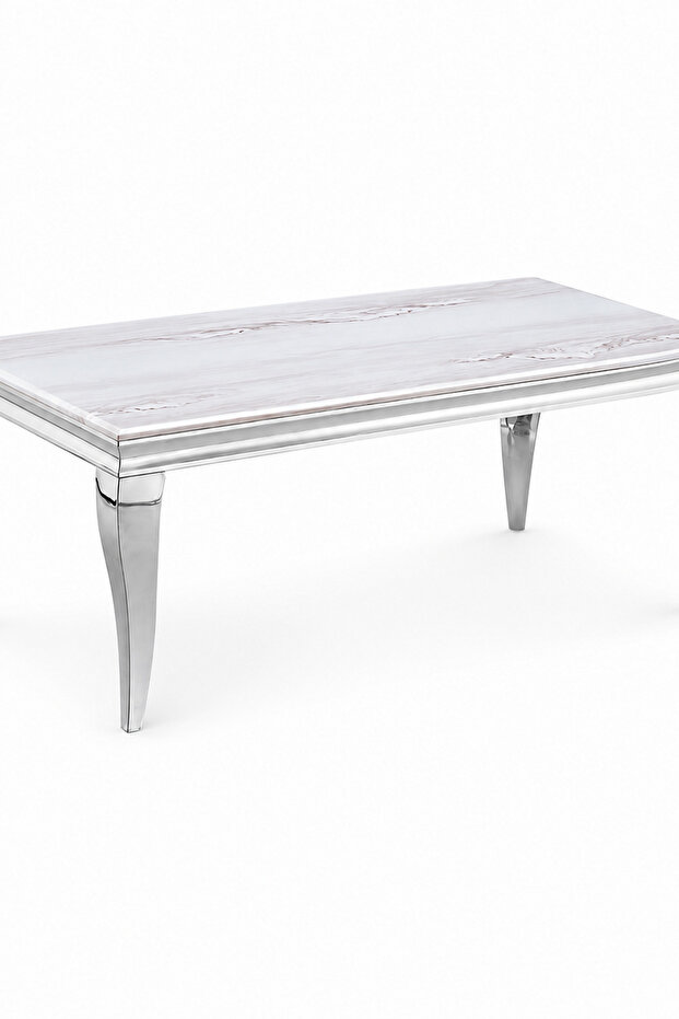 طاولة ستيل رخام مستطيل 13070 911 SILVER