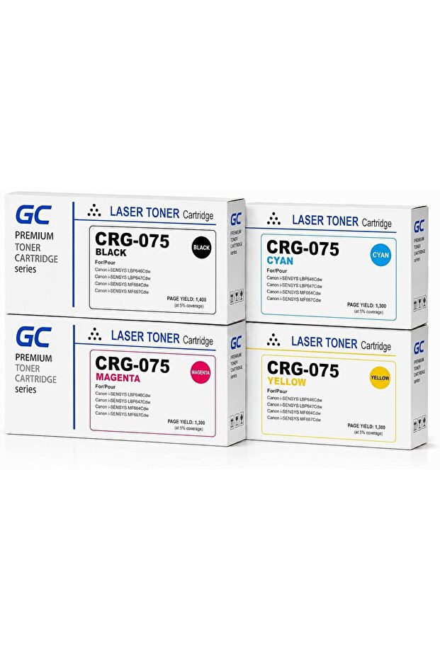 CRG-075 Compatible Toner Cartridge Full Combo Set (CRG-075) for i-SENSYS LBP646Cdw i-SENSYS LBP647Cdw i-SENSYS MF664Cdw i-SENSYS MF667Cdw Series – Black, Cyan, Yellow & Magenta