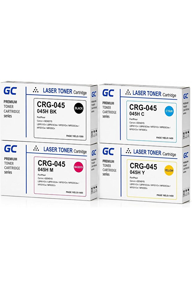 CRG-045 Compatible Toner Full Combo Set (CRG-045) for Canon imageCLASS LBP611Cn, LBP613Cdw, MF631Cn, MF633Cdw, MF635Cx, Canon i-SENSYS LBP611Cn, LBP613Cdw, MF631Cn, MF633Cdw, MF635Cx Series – B/C/Y/M