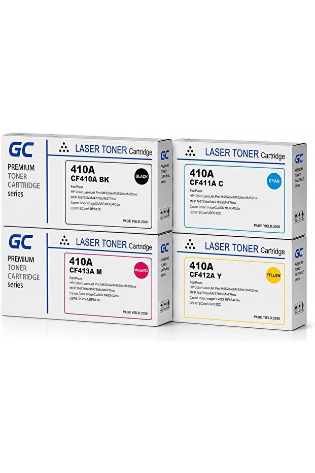 410A Compatible Toner Cartridge Full Combo Set (CF410A, CF411A, CF412A, CF413A) for HP Color LaserJet Pro M452dn, Pro M452nw, Pro MFP M477fnw, Pro MFP M477fdn, Pro MFP M477fdw, Pro M377dw B/C/Y/M