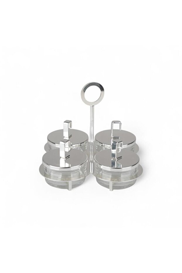 Date Jar Set - Silver - Set Of 4 Jars With Stand