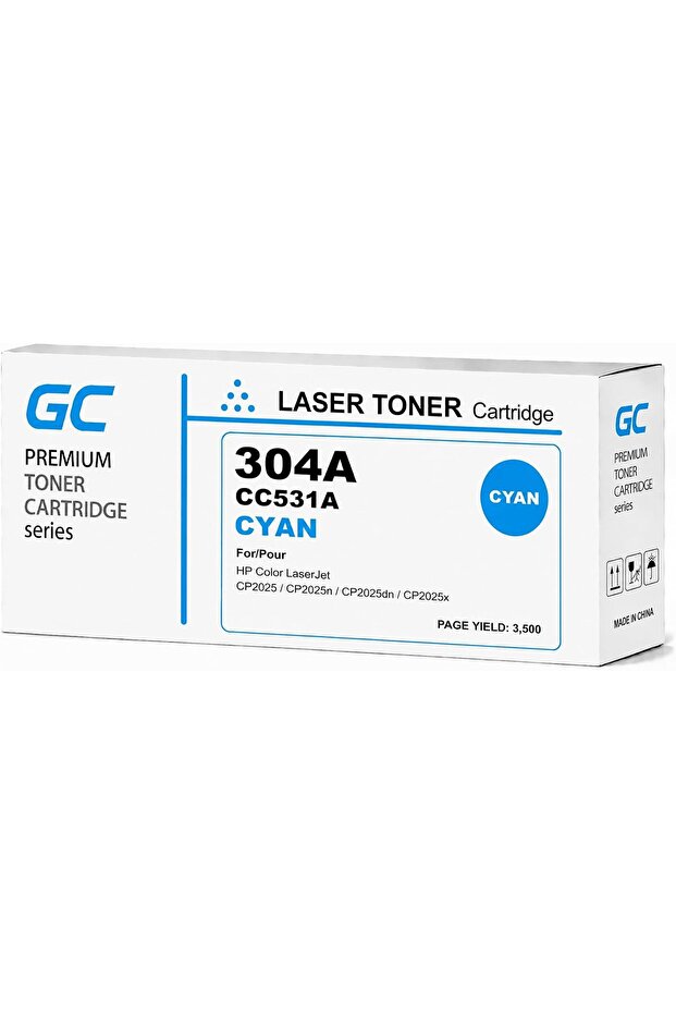 304A Compatible Toner Cartridge (CC531A) for HP Color LaserJet CP2025n, LaserJet CP2025dn, LaserJet CP2025x, LaserJet CM2320n MFP, LaserJet CM2320nf MFP, LaserJet CM2320fxi MFP Series – Cyan
