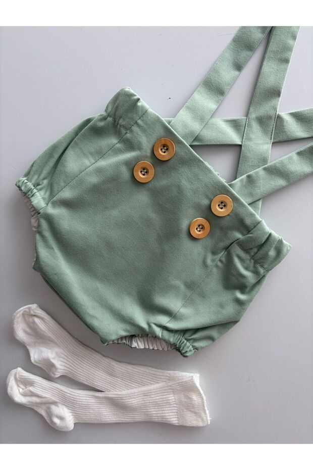 Handmade Gabardine Fabric Baby Boy Romper