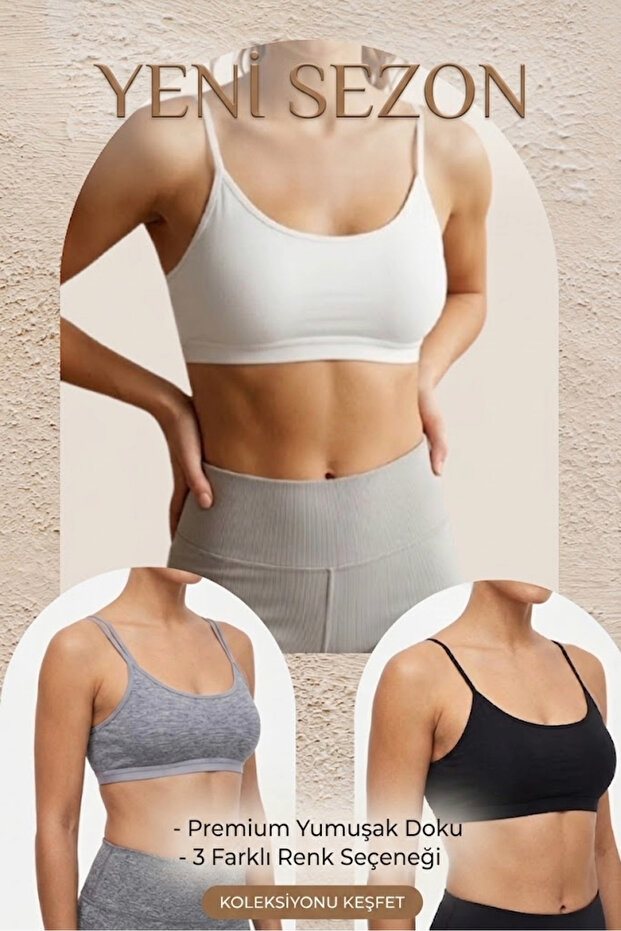 Women's 3-Pack Thin Straps Cotton Padded Sports Bra Set