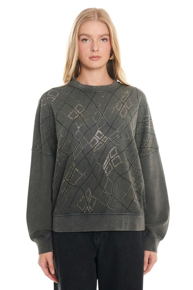 Antrasit Bisiklet Yaka Sweatshirt