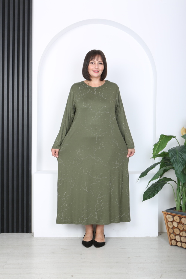 Women's Stone Printed Plus Size Dress