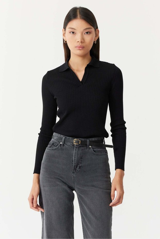 Women's Polo Neck Knitwear Sweater