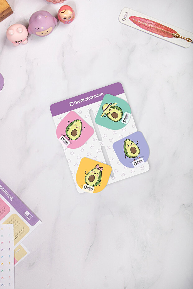 Magnetic book page marker set of 4 - avocado series
