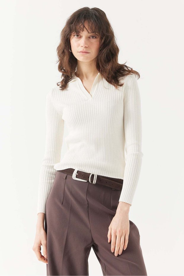 Women's Polo Neck Knitwear Sweater