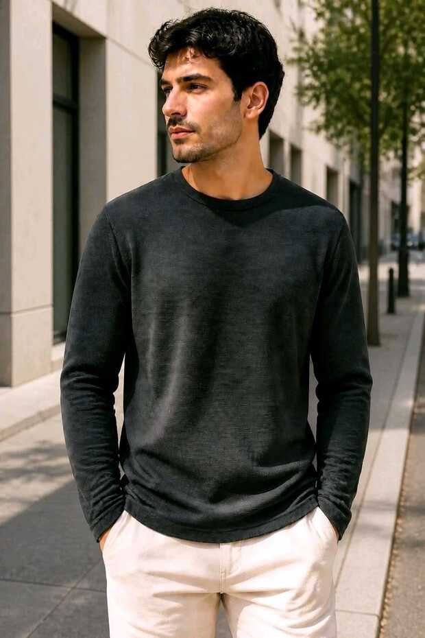 Long Sleeve Jacquard Sweatshirt