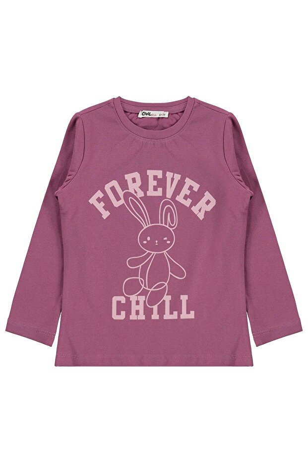 Forever Chill Printed Sweatshirt for Ages 6-9 - Lilac