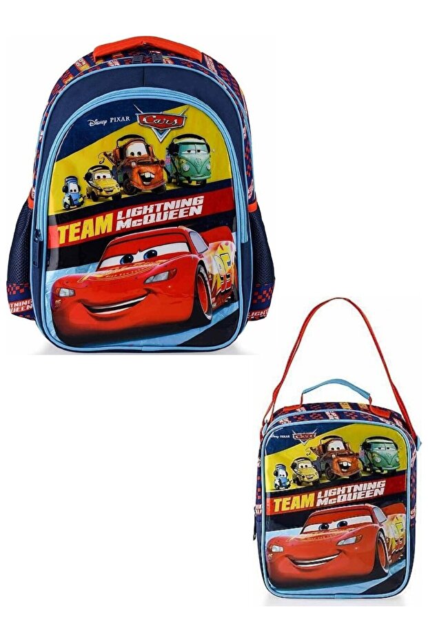 Double Compartment Primary School Bag and Lunchbox Set Lightning Mcqueen 2-Piece Bag Set