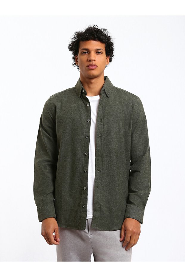 Rmz Gi̇yi̇m Farkiyla Standard Fit Long Sleeve Men's Lumberjack Shirt
