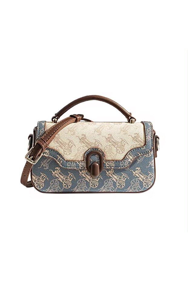 Women's Small Top Handle Crossbody Bag, Vintage Printed Shoulder Bag with Adjustable Strap