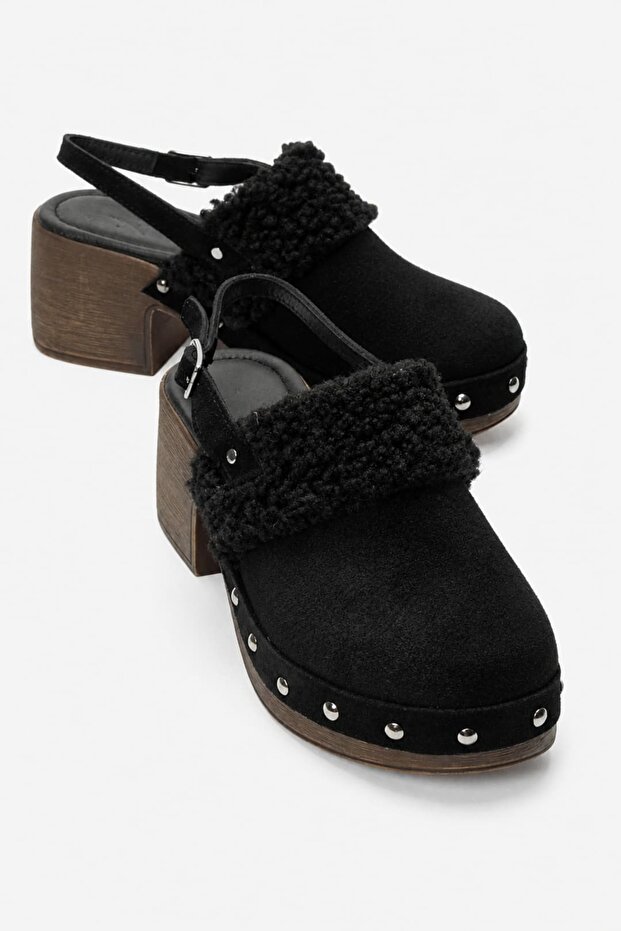 Zaronil Women's Genuine Leather Clogs Slippers Black Suede