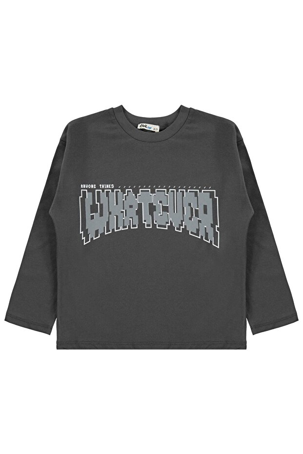 Whatever Printed Sweatshirt for Ages 6-9 - Gray