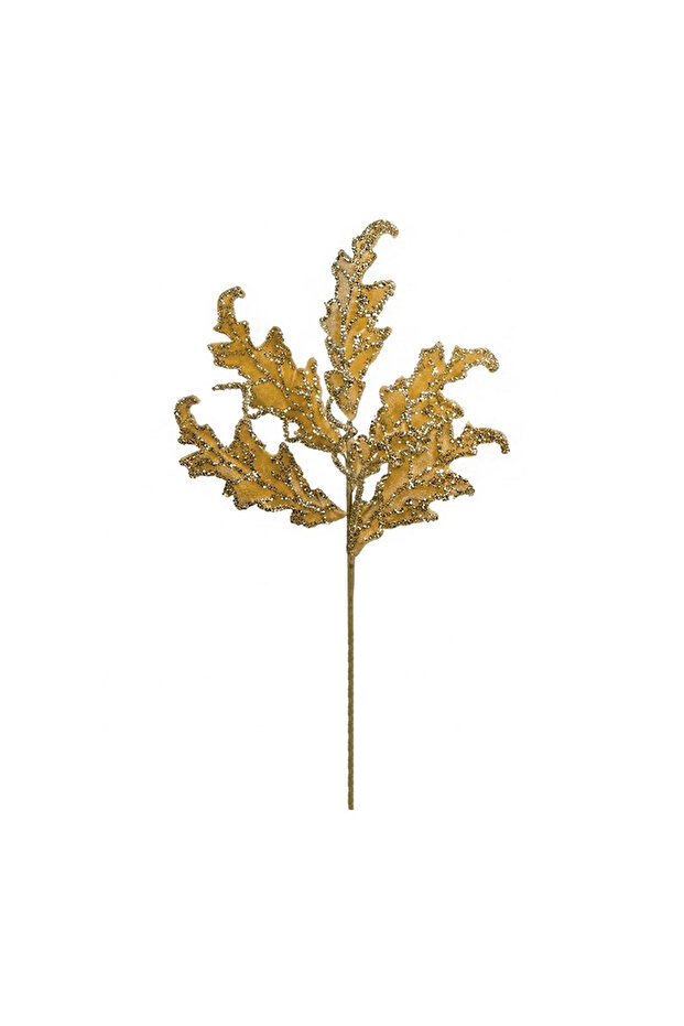 Christmas Ornament Ponsetya Stoned Velvet Leaf Gold 61 cm