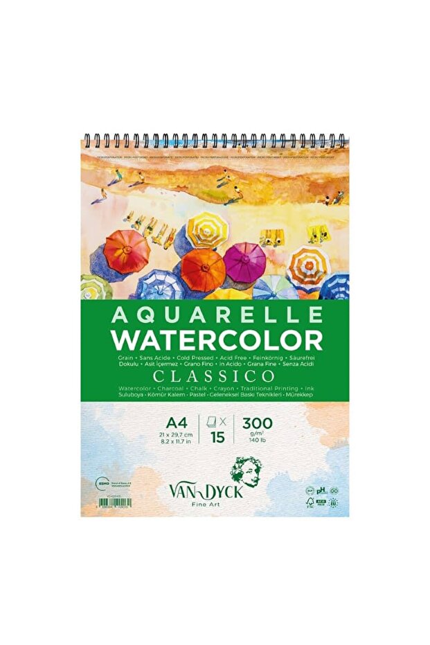 Classico Cold Press Textured Watercolor Block 300 Gr 15 Yp A4 Spiral Bound