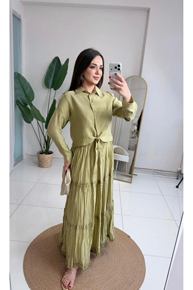 Ni̇l Çi̇ngene Skirt Suit Green
