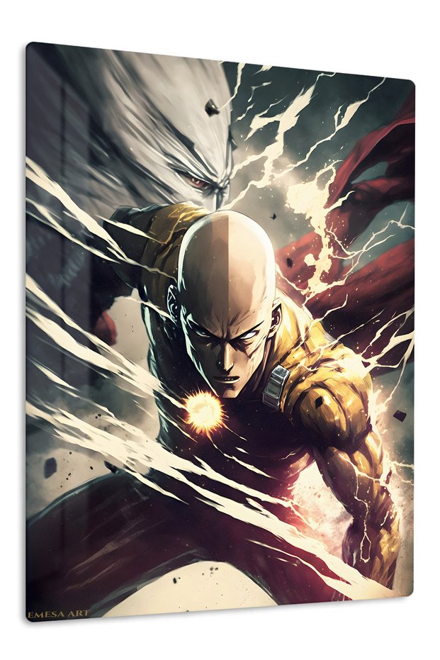 Saitama Anime Metal Wall Art