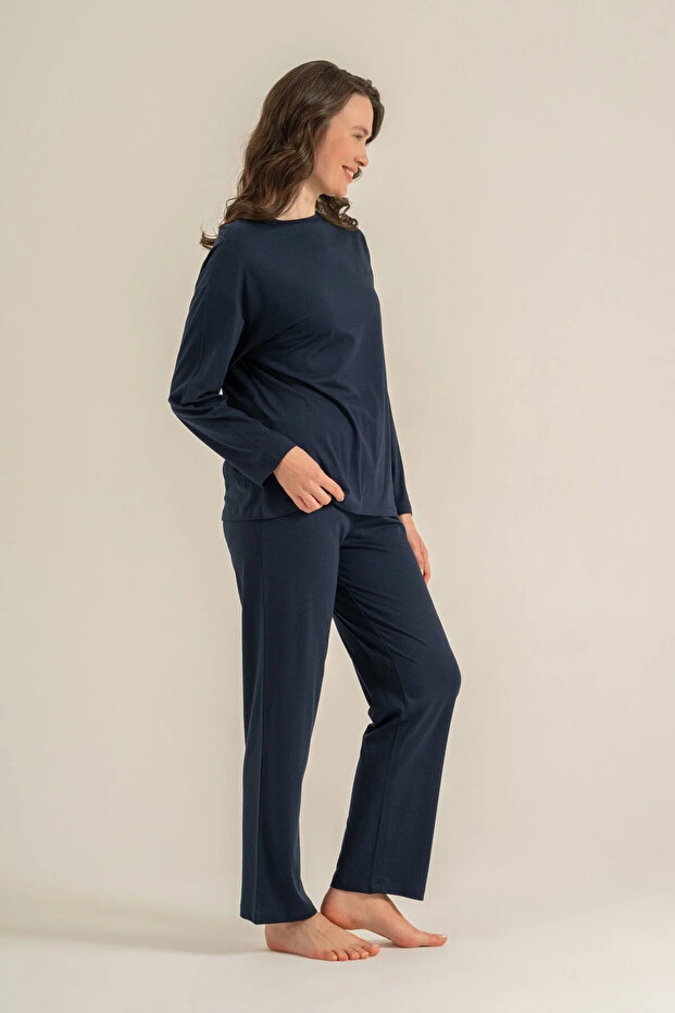 Women's Pajama Set, Combed Modal, Seasonal Fabric, 50% Cotton 50% Modal, Round Neck, Double Pockets