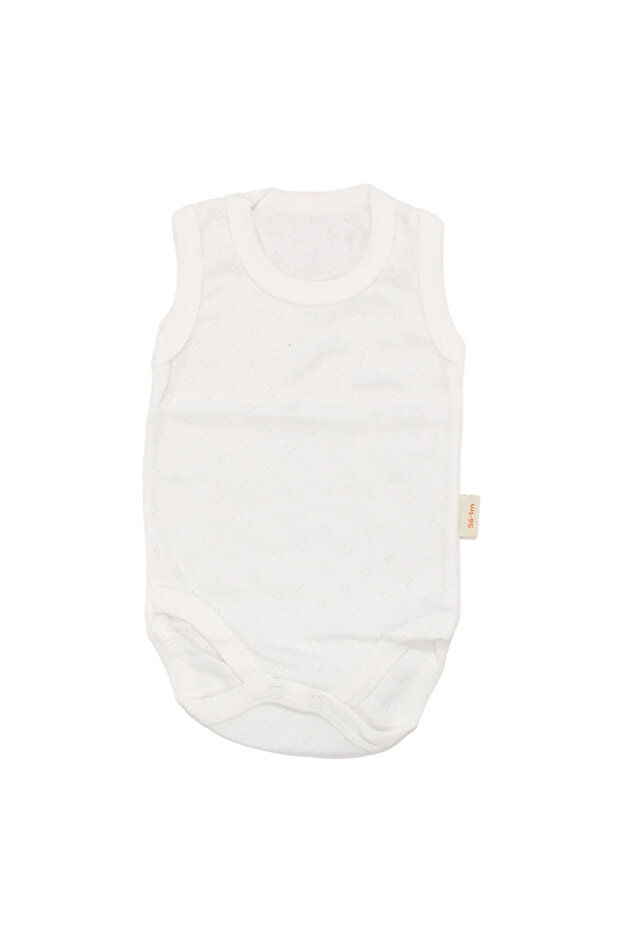 Unisex Ecru Jacquard Strappy Snap Fastener Bodysuit
