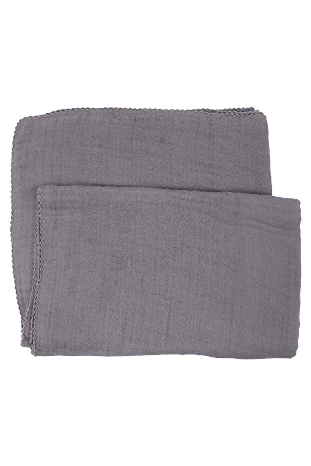 Unisex Gray 4 Layered Muslin Blanket 80X100Cm
