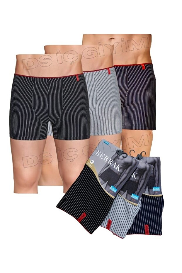 4433 Men's Multicolor Striped Sport Boxer 6 Pieces
