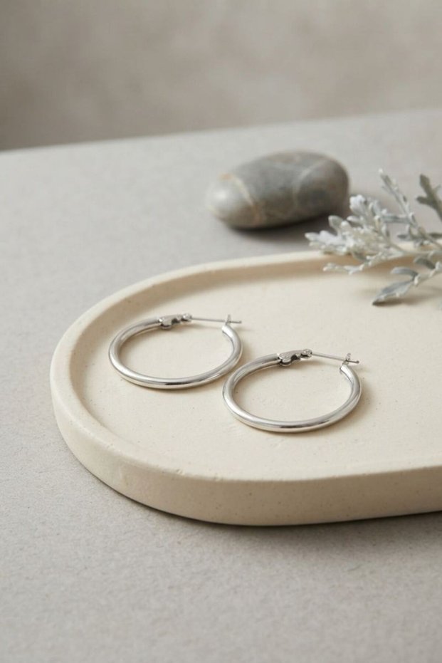 316L Steel Silver Color 28 mm Hoop Earrings