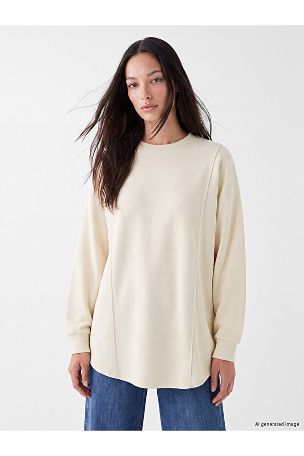 Crew Neck Women's Sweatshirt Tunic