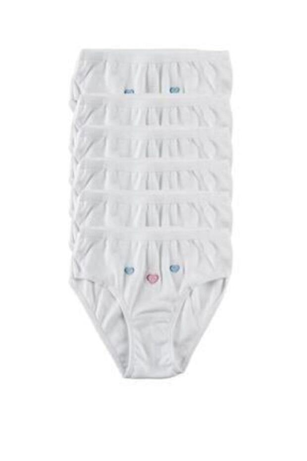 Tutku-Girl's White Ribbed Panties 6-Pack