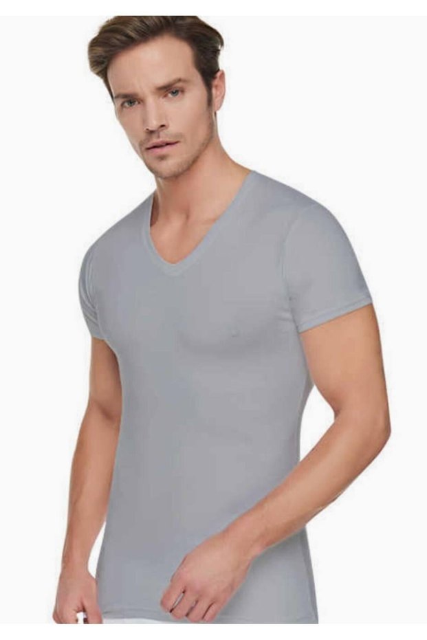 Tutku-Men's Ribbed V-Neck Undershirt New Season (Pack of 5)