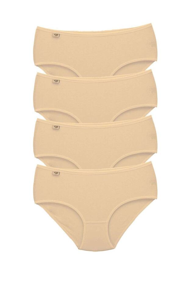 Tutku-4 Pieces Women's High Waist Bato Thin Rubber Panties Skin Color