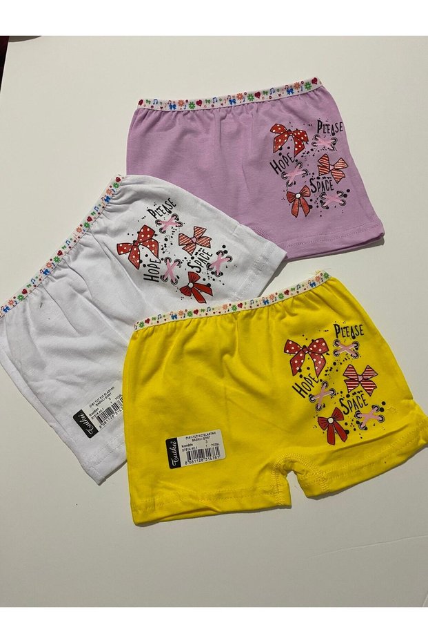 Tutku-3-Pack Girls' Elastane Printed Shorts, Size 3