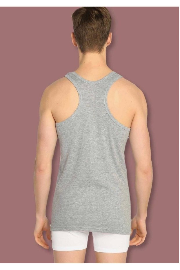 Tutku-Men's Gray 3-Pack Cotton Ribbed Sports Athlete Undershirt New Season
