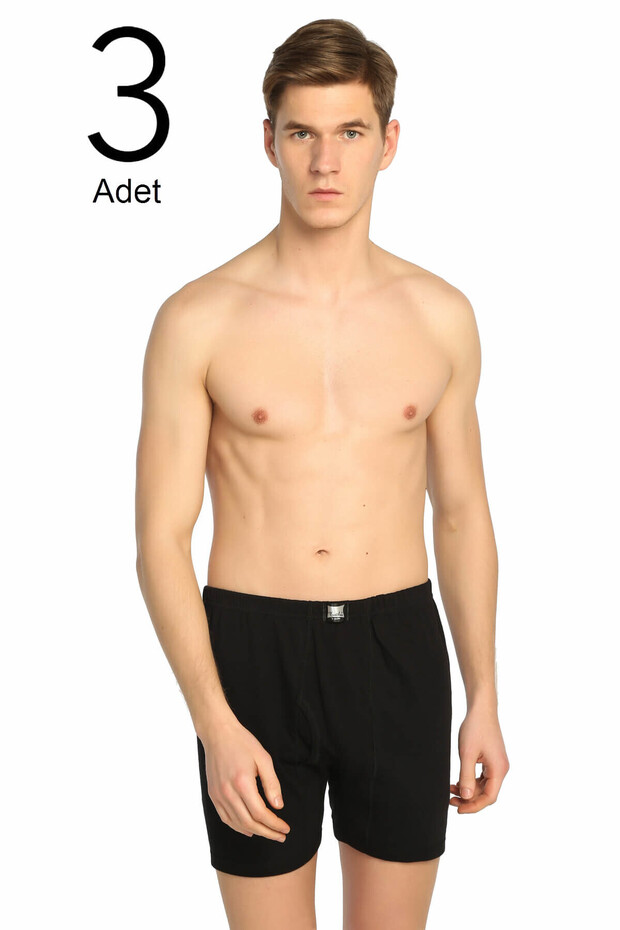 Tutku-Men's Black 3-Pack Ribbed Long Leg Underwear Elf568T0111Ccm3