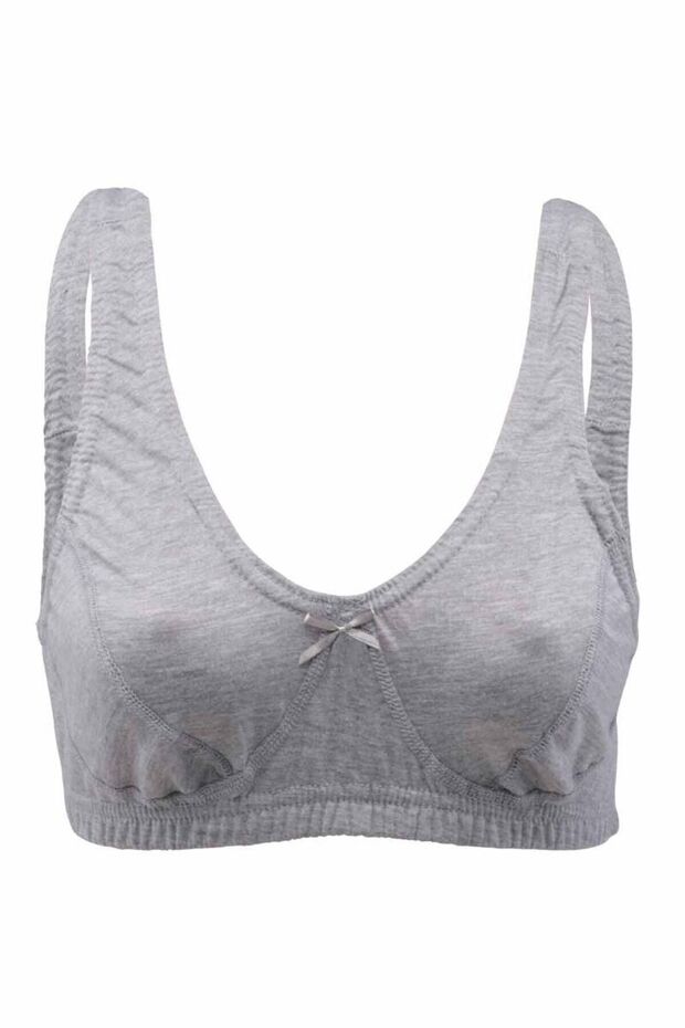 Tutku-3 Pieces Gray Color Combed Cotton Bady Bra