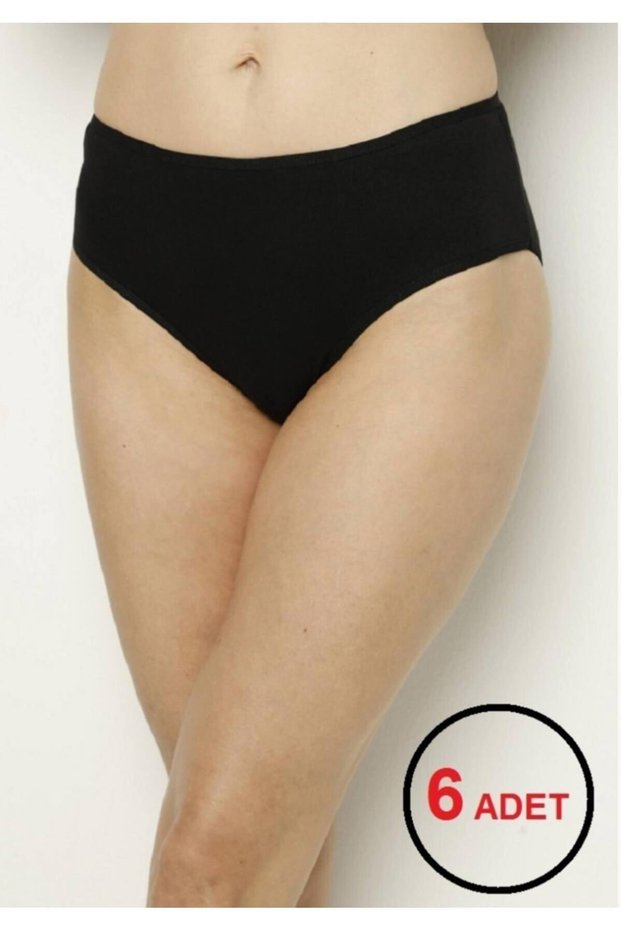 Tutku-Women's 6-Pack Black Cotton Lycra High Waist Bato Panties New Season