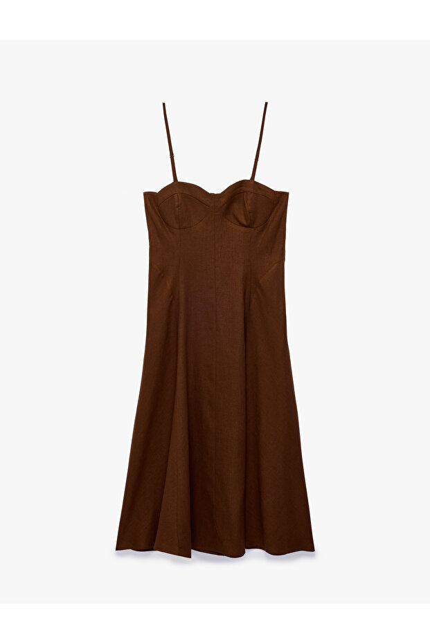 A-Line Linen Blend Sweetheart Neckline Sleeveless Long Dress